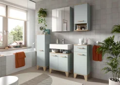 welltime Badmöbel-Set »MINTTU, 3-teilige moderne Badkombination im SCANDI-Look« bestehend aus: Midischrank, Waschbeckenunterschrank & Spiegelschrank, 3 Stk. tlg.