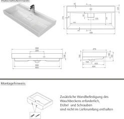 welltime Badmöbel-Set »SALVADA, 2tlg-Set, gedämpfte Scharniere, Softclose, Keramikbecken« Maße (B/T/H): 100/47,5/200 cm,