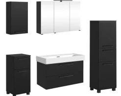 welltime Badmöbel-Set »SALVADA, 5tlg-Set, gedämpfte Scharniere, Softclose, Keramikbecken« Maße (B/T/H): 180/47,5/200 cm,