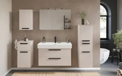 welltime Badmöbel-Set »SALVADA, 5tlg-Set, gedämpfte Scharniere, Softclose, Keramikbecken« Maße (B/T/H): 180/47,5/200 cm,