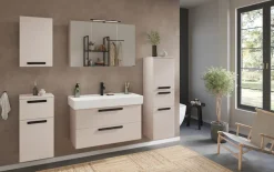 welltime Badmöbel-Set »SALVADA, 3tlg-Set, gedämpfte Scharniere, Softclose, Keramikbecken« Maße (B/T/H): 140/47,5/200 cm,
