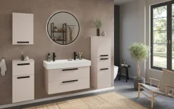 welltime Badmöbel-Set »SALVADA, 3tlg-Set, gedämpfte Scharniere, Softclose, Keramikbecken« Maße (B/T/H): 140/47,5/200 cm,
