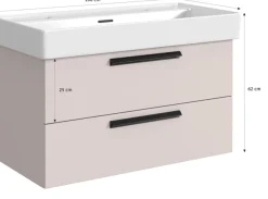 welltime Badmöbel-Set »SALVADA, 3tlg-Set, gedämpfte Scharniere, Softclose, Keramikbecken« Maße (B/T/H): 140/47,5/200 cm,