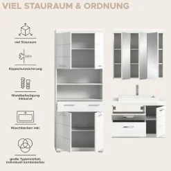 welltime Badmöbel-Set »SIENA, 3-teilig, Waschtisch inkl. Waschbecken, Spiegel- & Hochschrank«