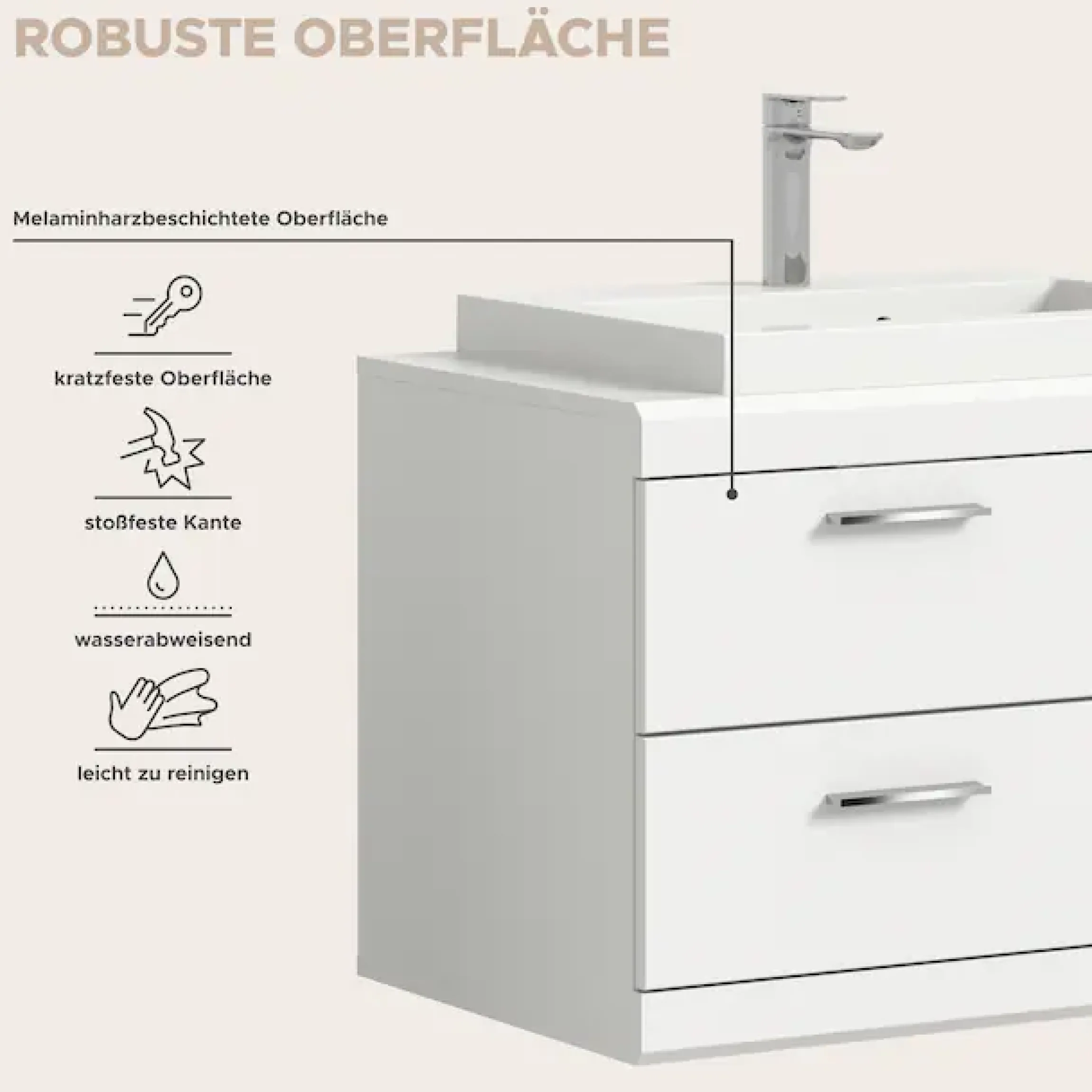 welltime Badmöbel-Set »SIENA, 5-teilig, Waschtisch, Spiegel-, Hänge-, Unter- & Hochschrank«