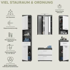 welltime Badmöbel-Set »SIENA, 5 teilig, inklusive LED Beleuchtung, bestehend aus:« Set, TOPSELLER!, 5 Stk. tlg.