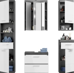 welltime Badmöbel-Set »SIENA, 5 teilig, inklusive LED Beleuchtung, bestehend aus:« Set, TOPSELLER!, 5 Stk. tlg.