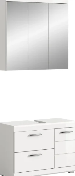 welltime Badmöbel-Set »SIENA, 2-teilig, Waschbeckenunterschrank & Spiegelschrank, MDF-Front«