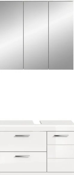 welltime Badmöbel-Set »SIENA, 2-teilig, Waschbeckenunterschrank & Spiegelschrank, MDF-Front«