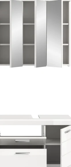 welltime Badmöbel-Set »SIENA, 2-teilig, Waschbeckenunterschrank & Spiegelschrank, MDF-Front«