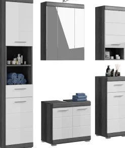 welltime Badmöbel-Set »SIENA, 5 teilig, inklusive LED Beleuchtung, bestehend aus:« Set, TOPSELLER!, 5 Stk. tlg.