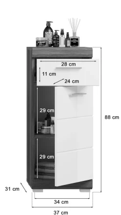 welltime Badmöbel-Set »SIENA, 5 teilig, inklusive LED Beleuchtung, bestehend aus:« Set, TOPSELLER!, 5 Stk. tlg.