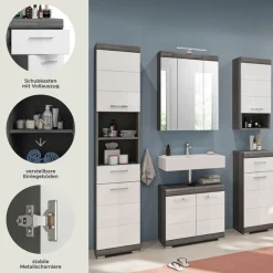 welltime Badmöbel-Set »SIENA, 5 teilig, inklusive LED Beleuchtung, bestehend aus:« Set, TOPSELLER!, 5 Stk. tlg.