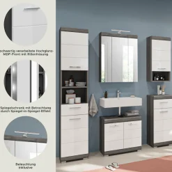 welltime Badmöbel-Set »SIENA, 5 teilig, inklusive LED Beleuchtung, bestehend aus:« Set, TOPSELLER!, 5 Stk. tlg.