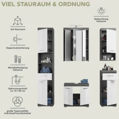 welltime Badmöbel-Set »SIENA, 5 teilig, inklusive LED Beleuchtung, bestehend aus:« Set, TOPSELLER!, 5 Stk. tlg.