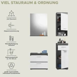 welltime Badmöbel-Set »Siena, 4 teilig, bestehend aus:« Set, TOPSELLER!, 3 Stk. tlg.