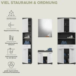 welltime Badmöbel-Set »Siena, 4 teilig, bestehend aus:« Set, TOPSELLER!, 4 Stk. tlg.