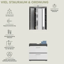 welltime Badmöbel-Set »SIENA, 2 teilig, inklusive LED Beleuchtung, bestehend aus:« Set, TOPSELLER!, 2 Stk. tlg.