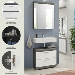 welltime Badmöbel-Set »SIENA, 2 teilig, inklusive LED Beleuchtung, bestehend aus:« Set, TOPSELLER!, 2 Stk. tlg.