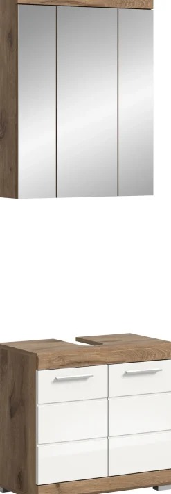 welltime Badmöbel-Set »SIENA, 2 tlg., bestehend aus: Waschbeckenunterschrank, Spiegelschrank« Set, TOPSELLER!, 2 Stk. tlg.