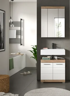 welltime Badmöbel-Set »SIENA, 2 tlg., bestehend aus: Waschbeckenunterschrank, Spiegelschrank« Set, TOPSELLER!, 2 Stk. tlg.