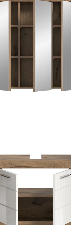 welltime Badmöbel-Set »SIENA, 2 tlg., bestehend aus: Waschbeckenunterschrank, Spiegelschrank« Set, TOPSELLER!, 2 Stk. tlg.