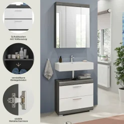 welltime Badmöbel-Set »SIENA, 2 tlg., bestehend aus: Waschbeckenunterschrank, Spiegelschrank« Set, TOPSELLER!, 2 Stk. tlg.