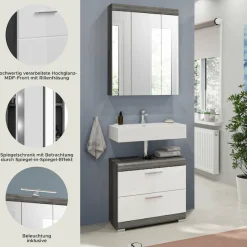 welltime Badmöbel-Set »SIENA, 2 tlg., bestehend aus: Waschbeckenunterschrank, Spiegelschrank« Set, TOPSELLER!, 2 Stk. tlg.