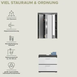 welltime Badmöbel-Set »SIENA, 2 tlg., bestehend aus: Waschbeckenunterschrank, Spiegelschrank« Set, TOPSELLER!, 2 Stk. tlg.