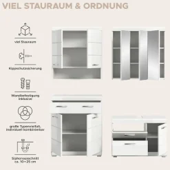 welltime Badmöbel-Set »SIENA, 4-tlg., WBU, Spiegelschrank, Hänge- & Unterschrank, MDF-Front«