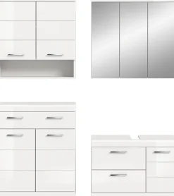 welltime Badmöbel-Set »SIENA, 4-tlg., WBU, Spiegelschrank, Hänge- & Unterschrank, MDF-Front«