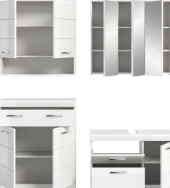 welltime Badmöbel-Set »SIENA, 4-tlg., WBU, Spiegelschrank, Hänge- & Unterschrank, MDF-Front«