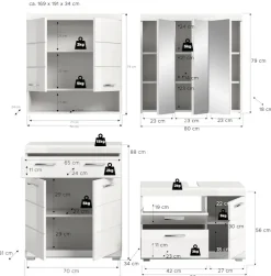 welltime Badmöbel-Set »SIENA, 4-tlg., WBU, Spiegelschrank, Hänge- & Unterschrank, MDF-Front«