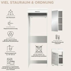 welltime Badmöbel-Set »SIENA, 3-tlg., WBU, Spiegelschrank & Waschmaschinenschrank, MDF-Front«