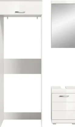 welltime Badmöbel-Set »SIENA, 3-tlg., WBU, Spiegelschrank & Waschmaschinenschrank, MDF-Front«