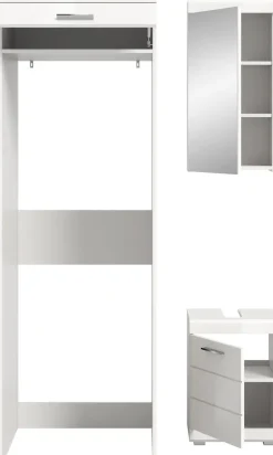 welltime Badmöbel-Set »SIENA, 3-tlg., WBU, Spiegelschrank & Waschmaschinenschrank, MDF-Front«