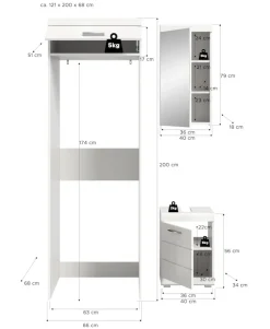 welltime Badmöbel-Set »SIENA, 3-tlg., WBU, Spiegelschrank & Waschmaschinenschrank, MDF-Front«
