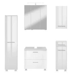 welltime Badmöbel-Set »"Trento", Badezimmer-Set, Hängeschrank, Unterschrank, Midischrank« 5 Stk. tlg.