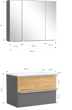 welltime Badmöbel-Set »TRIENT, Set: Spiegelschrank und Waschtisch« 2 Stk. tlg.