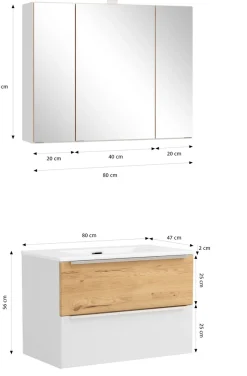 welltime Badmöbel-Set »TRIENT, Set: Spiegelschrank und Waschtisch« 2 Stk. tlg.