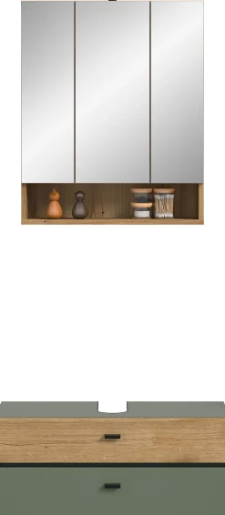 welltime Badmöbel-Set »VANN, 2-teilige moderne Badkombination, inkl. Beleuchtung« 1x Waschbeckenunterschrank, 1x Spiegelschrank inkl. Beleuchtung, 2 Stk. tlg.
