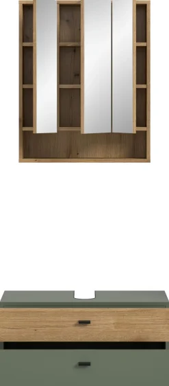 welltime Badmöbel-Set »VANN, 2-teilige moderne Badkombination, inkl. Beleuchtung« 1x Waschbeckenunterschrank, 1x Spiegelschrank inkl. Beleuchtung, 2 Stk. tlg.