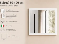 welltime Badspiegel »Garda, Waschbeckenunterschrank,Breite 80 cm,Waschtisch« Breite 80 cm- Passend zur Serie Garda