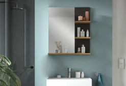 welltime Badspiegel »REHAT, Breite 63 cm, mit 3 Ablageböden, hochwertiges Spiegelglas« Badmöbel, Spiegel, Wandspiegel, Bad, Badezimmer