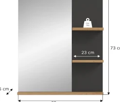 welltime Badspiegel »REHAT, Breite 63 cm, mit 3 Ablageböden, hochwertiges Spiegelglas« Badmöbel, Spiegel, Wandspiegel, Bad, Badezimmer