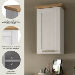 welltime Hängeschrank »COSENZA, Breite 39cm, 1 Tür, 1 Einlegeboden, 2 Fächer« in Landhausoptik, mit weiteren Artikel der Serie kombinierbar, 1 Stk. tlg. Hängeschrank, Bad, Badezimmerschrank