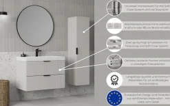 welltime Hängeschrank »HARMONY rechts/links montierbar, Breite 32 cm, modernes Design« Schrank mit 3 Einlegeböden, Soft-Close-Function, Paneeloptik