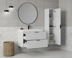 welltime Hängeschrank »HARMONY rechts/links montierbar, Breite 32 cm, modernes Design« Schrank mit 3 Einlegeböden, Soft-Close-Function, Paneeloptik