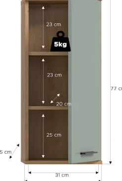 welltime Hängeschrank »LUCCA, Breite 35cm, 1 Tür (TA wechselbar), 2 Einlegeböden« Badmöbel, Badschrank, Schrank, Wandschrank, Bad, Badezimmer