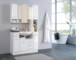 welltime Hängeschrank »Neapel« Breite 25 cm, mit Hochglanzfronten und eleganter Fräsung
